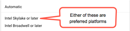 Preferred CPU platforms