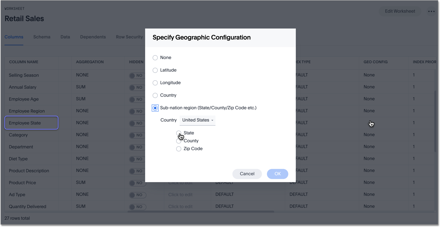 Configure geo data