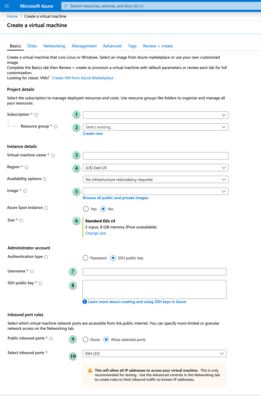 Specify information under Basics