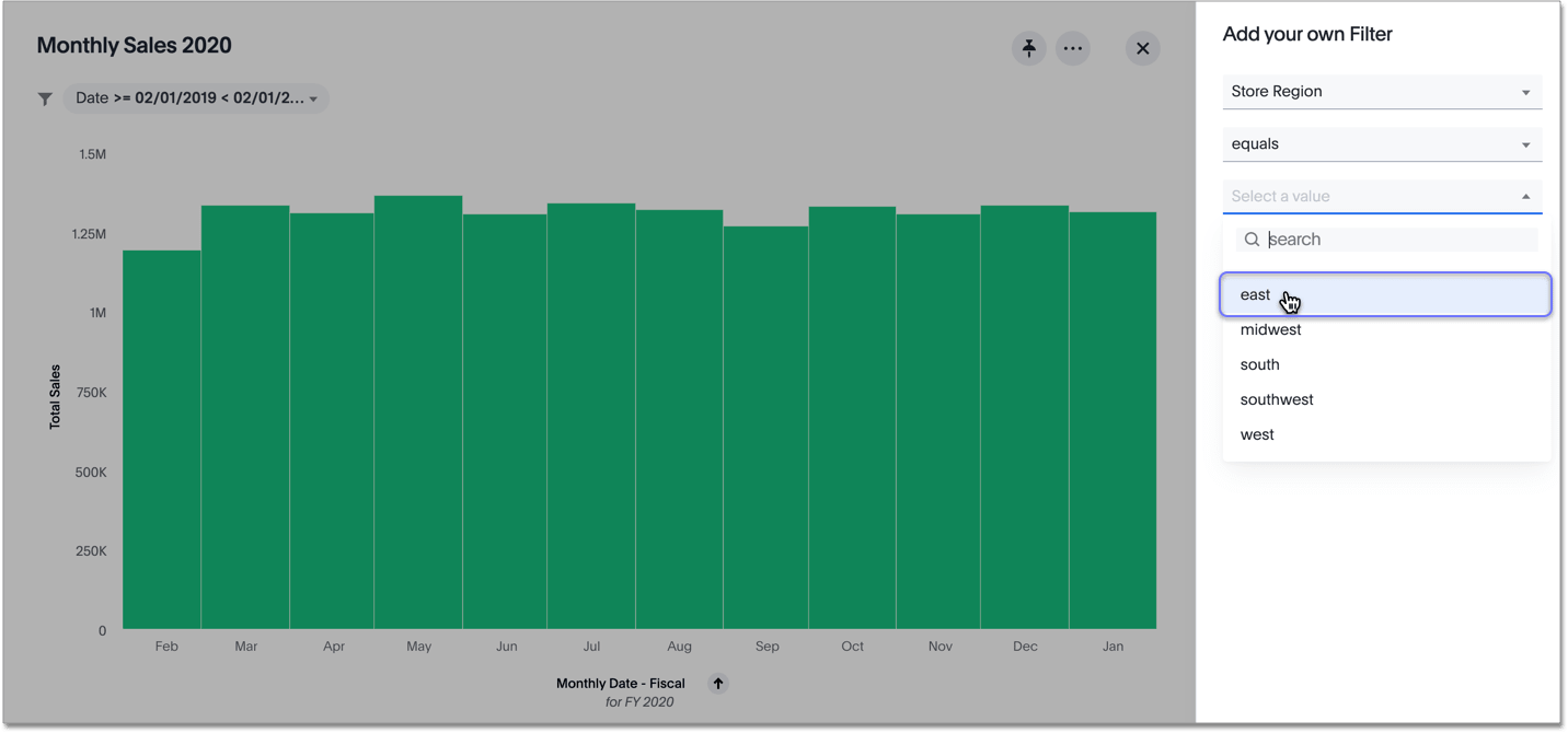 Choose the column value to filter on