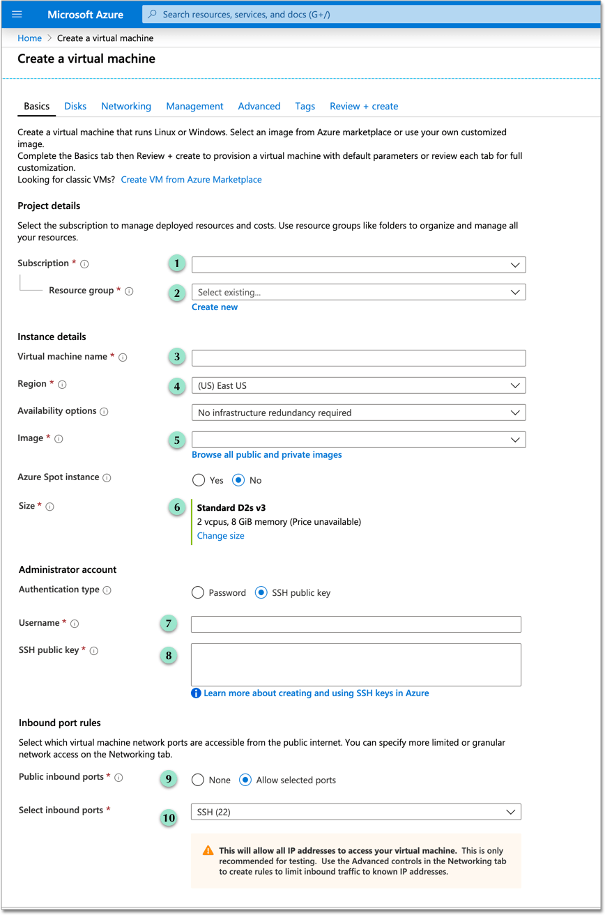 Specify information under Basics