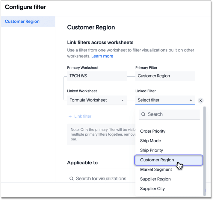 Choose linked filter