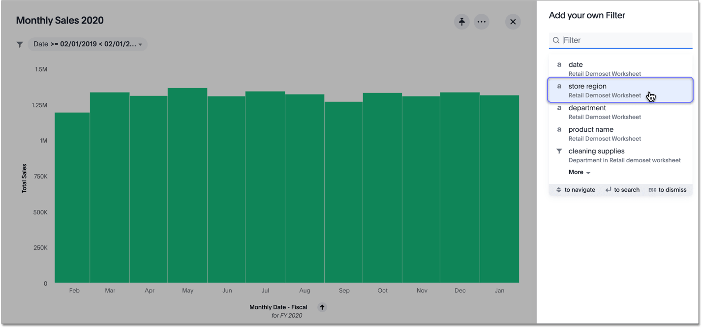 Choose a column to filter on