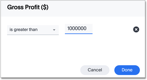 Specify conditions for aggregate formula filter