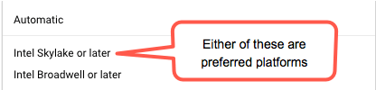 Preferred CPU platforms