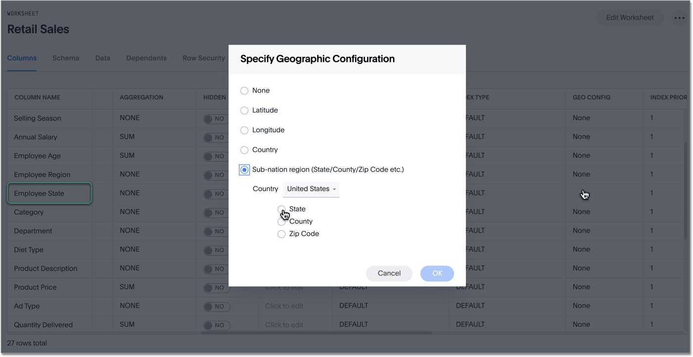 Configure geo data