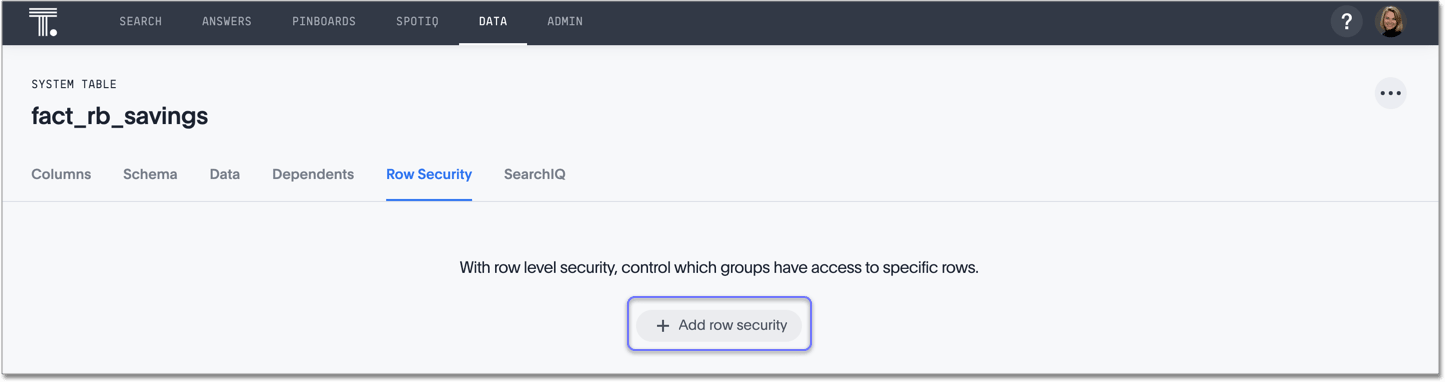 Click + add row security